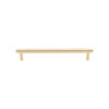 Modern brushed golden horizontal cabinet pull handle on a white background.