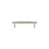 Modern brushed silver metal drawer pull handle on white background.