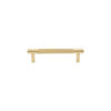 Modern brushed golden-colored metal drawer pull handle on white background.