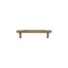 Modern brushed rose-gold-colored metal drawer pull handle on white background.