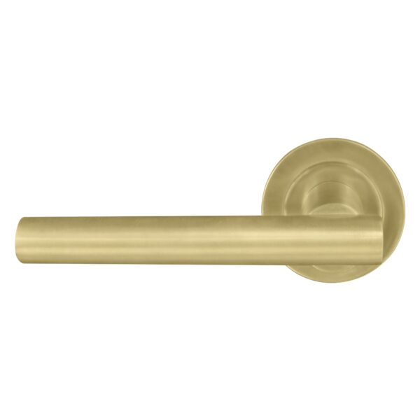 Stainless golden steel door handle on a white background, ideal for modern home and office use.